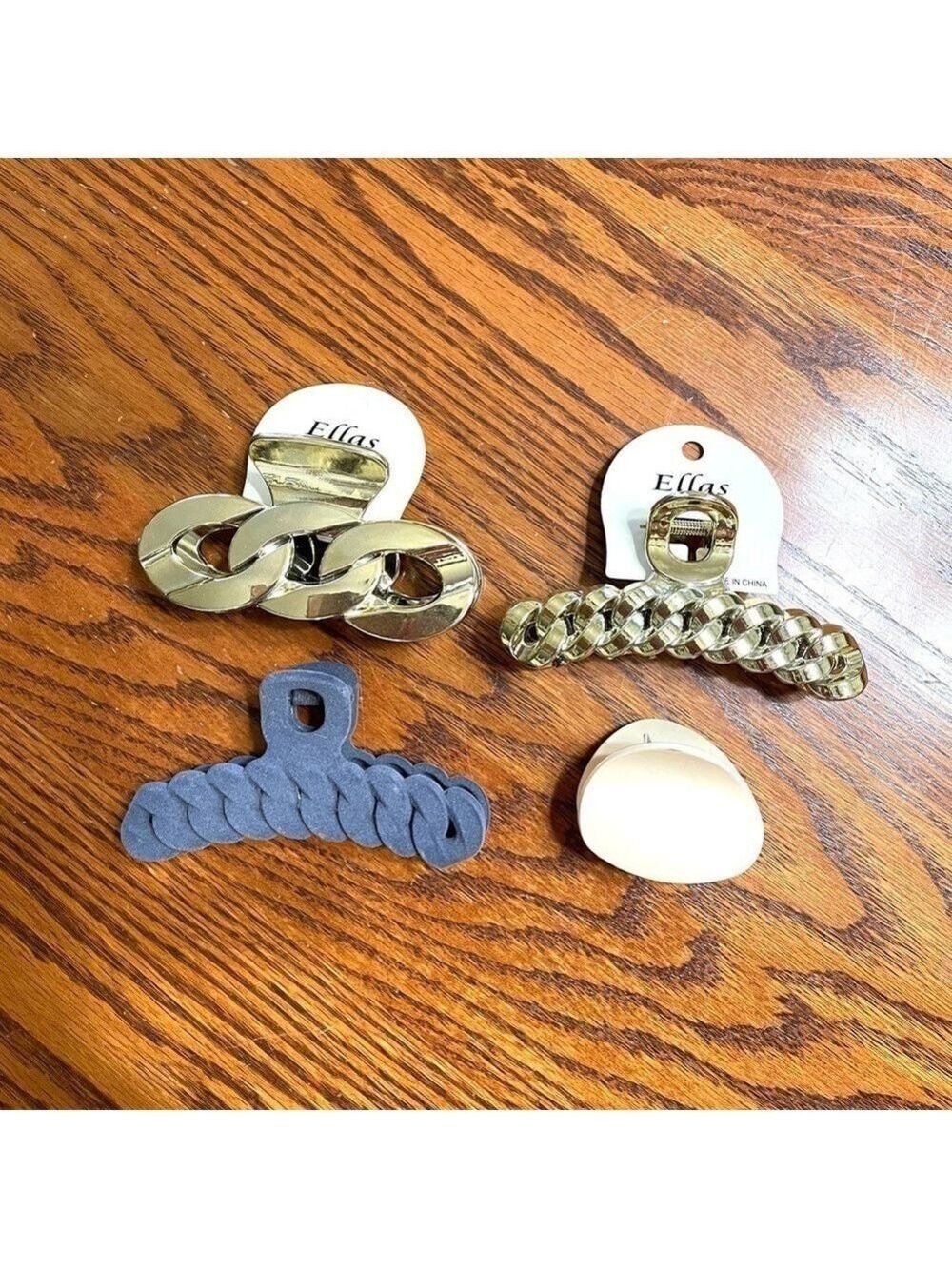 Ella Gold and Gray Hair Clips Set